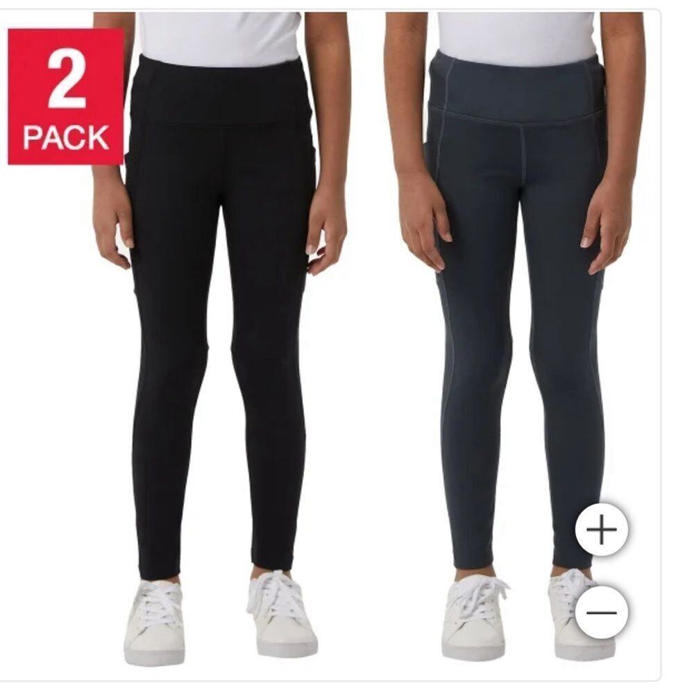 32 Degrees Youth 2-pack Assorted Bottoms Black Grey Leggings Size S 5/6